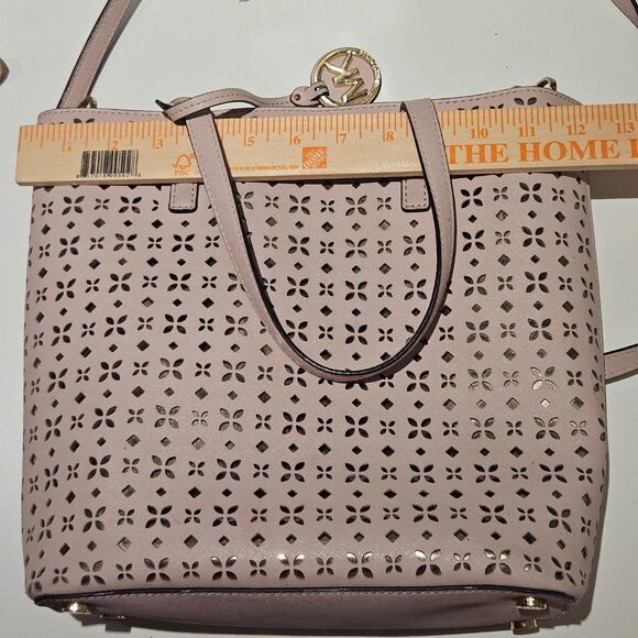Michael Kors Hayley Purse Top Zip Pink & Gold Tote Bag Crossbody EUC $300 MSRP - Picture 14 of 15